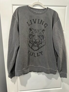 Living Fully Gray Graphic Crewneck Sweatshirt